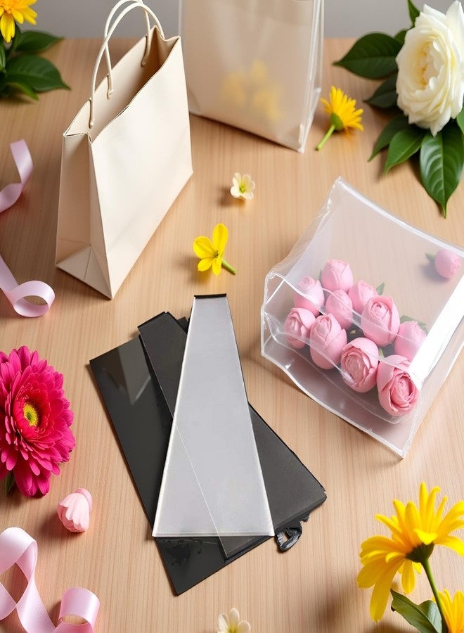 ١٠٠ قطعة من أكياس تغليف باقات الزهور البلاستيكية الشفافة، أكياس سيلوفان شفافة، أكياس تغليف الورود، أكياس سيلوفان لعيد الحب، لوازم تغليف الهدايا - Image 3